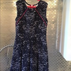 Sally Miller Couture Navy Blue Lace Dress